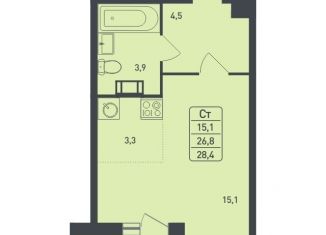 Продается квартира студия, 28.4 м2, Московская область, улица Рахманинова, 11