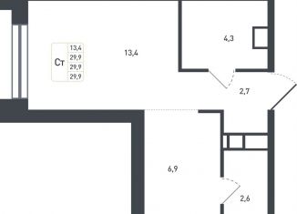 Продается квартира студия, 29.9 м2, Московская область, жилой квартал Новая Щербинка, 20