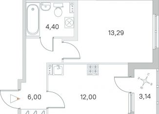 Продается 1-комнатная квартира, 37.3 м2, посёлок Стрельна, ЖК Любоград