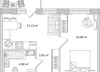 Однокомнатная квартира на продажу, 40.9 м2, Санкт-Петербург, ЖК Чёрная Речка