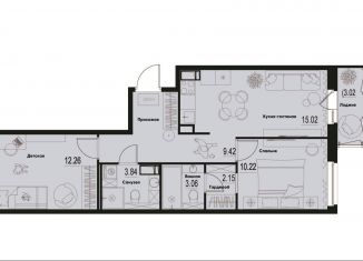 Продается 2-ком. квартира, 56.9 м2, Ленинградская область