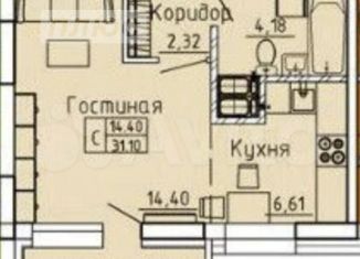 Продается 1-комнатная квартира, 31.1 м2, Липецк, улица Б. Хмельницкого, 3, ЖК На Хмельницкого