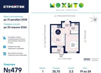 Продается однокомнатная квартира, 35.7 м2, Екатеринбург, метро Чкаловская