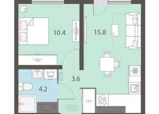 1-ком. квартира на продажу, 34.8 м2, Екатеринбург, метро Ботаническая