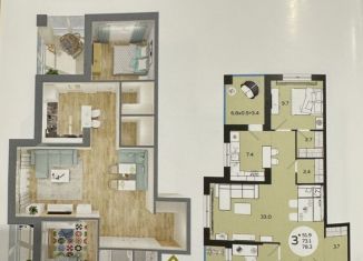 Продаю 3-ком. квартиру, 78 м2, Краснодар, бульвар Адмирала Пустошкина, 11/1, ЖК Титаны