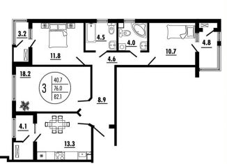 Продажа 3-ком. квартиры, 82.1 м2, Ростов-на-Дону