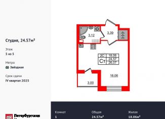 Квартира на продажу студия, 24.6 м2, Санкт-Петербург, Московский район