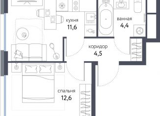 Продам 1-комнатную квартиру, 33.1 м2, Москва, ЖК Сиреневый парк, Тагильская улица, 4В