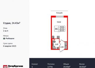 Продажа квартиры студии, 24.4 м2, посёлок Шушары