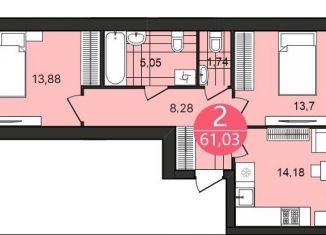 Продаю двухкомнатную квартиру, 61 м2, Ярославль, Кавказская улица, 13