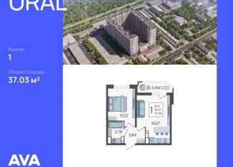 Продажа 1-комнатной квартиры, 37 м2, Краснодар, микрорайон КСК