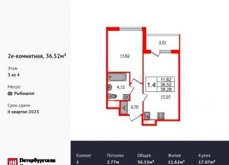 Продажа 1-ком. квартиры, 36.5 м2, Санкт-Петербург