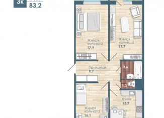 3-комнатная квартира на продажу, 80 м2, Новосибирск, Ленинский район, Спортивная улица, с46