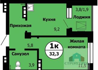 Продаю 1-комнатную квартиру, 32.5 м2, Красноярск, ЖК Серебряный