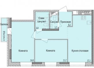 Продается 2-комнатная квартира, 57.3 м2, Удмуртия