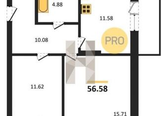 Продам 2-ком. квартиру, 56.6 м2, Новосибирск, улица Гоголя, 222, метро Золотая Нива