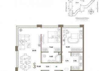 Продается трехкомнатная квартира, 75.6 м2, Москва, метро Коломенская, Озёрная улица, 42с7