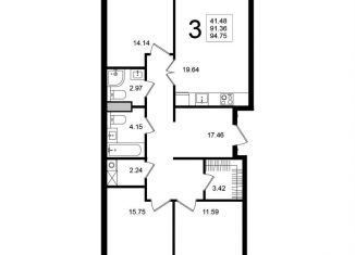 Продажа трехкомнатной квартиры, 94.8 м2, Химки