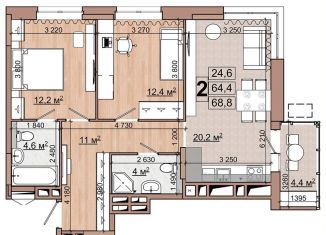 Продается 2-ком. квартира, 65.7 м2, Жуковский, улица Гудкова