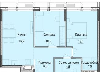 Двухкомнатная квартира на продажу, 52.6 м2, Казань, Приволжский район