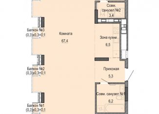 Квартира на продажу студия, 88.8 м2, Ижевск, улица Бородина, 22