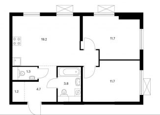 Продаю 2-ком. квартиру, 53.6 м2, Москва, станция Перерва