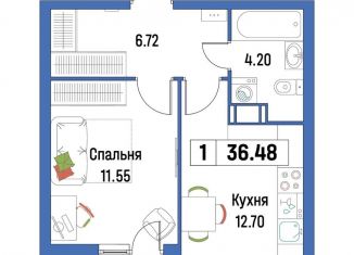 Продается 1-ком. квартира, 36.5 м2, Мурино, ЖК Урбанист