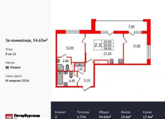 Продам 2-комнатную квартиру, 54.7 м2, Санкт-Петербург, Приморский район