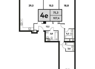 Четырехкомнатная квартира на продажу, 109.4 м2, Москва, Фестивальная улица, 15к5, ЖК Фестиваль Парк 2