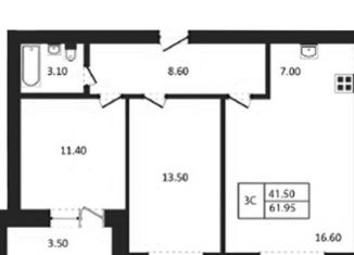 Трехкомнатная квартира на продажу, 62 м2, Новосибирск, Большая улица, 686