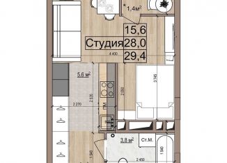 Продам квартиру студию, 28 м2, Жуковский, улица Современников, 6