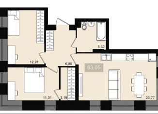 Продажа 3-ком. квартиры, 63 м2, Красноярск, улица Александра Матросова, 30А