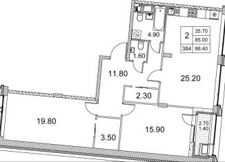 Продам 2-комнатную квартиру, 83.1 м2, Санкт-Петербург, улица Челюскина, 8, ЖК Голден Сити