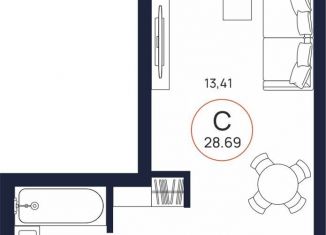 Продаю квартиру студию, 28.7 м2, Тюмень, Центральный округ, Центральная площадь