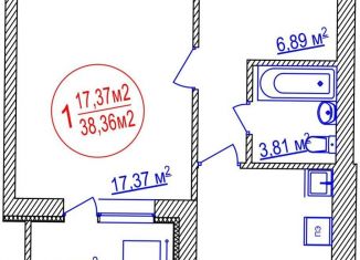 Продается однокомнатная квартира, 38.4 м2, Республика Башкортостан, улица Лётчиков, 1/9