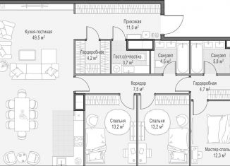 Продаю трехкомнатную квартиру, 129.4 м2, Москва, ЖК Вест Гарден, проспект Генерала Дорохова, 39к2А