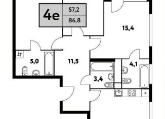 4-комнатная квартира на продажу, 88.8 м2, Москва, район Левобережный, Фестивальная улица, 15к4