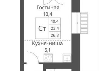 Продаю квартиру студию, 26.3 м2, Новосибирская область, улица Декоративный Питомник, 8