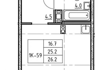 Продается 1-комнатная квартира, 25.2 м2, городской посёлок Новоселье