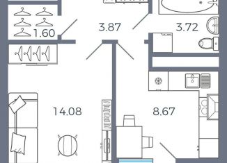 1-комнатная квартира на продажу, 34.8 м2, Самарская область