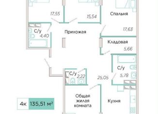 Продажа 4-комнатной квартиры, 135.5 м2, Самарская область, Спортивная улица, 21