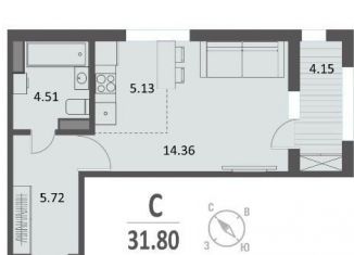 Продам квартиру студию, 31.8 м2, Курск, Центральный округ, Хуторская улица, 33