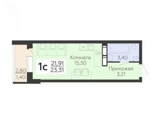 Однокомнатная квартира на продажу, 23.3 м2, Воронеж, Советский район, улица Теплоэнергетиков, 17к4