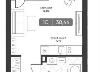 Продам квартиру студию, 30.4 м2, Новосибирск, метро Золотая Нива, улица Королёва, 2