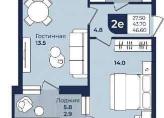 Продам 2-ком. квартиру, 46.6 м2, Пермь, Индустриальный район, улица Семченко, 8