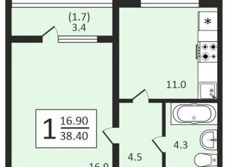 Продам 1-ком. квартиру, 38.3 м2, Воронеж, улица Загоровского, 9/1