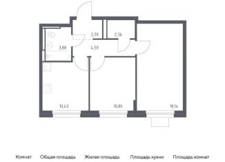 Продам 2-ком. квартиру, 52.8 м2, село Ям, жилой комплекс Прибрежный Парк, 7.1, ЖК Прибрежный Парк