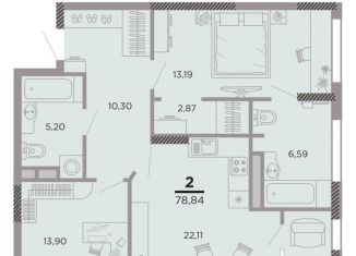 Продажа 2-ком. квартиры, 76.5 м2, Рязань