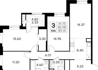 Продам 3-комнатную квартиру, 89.3 м2, Нижний Новгород, метро Московская, улица Гаршина, 40