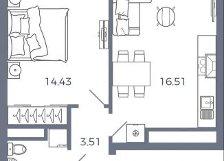 Продажа 1-ком. квартиры, 38.3 м2, Самарская область